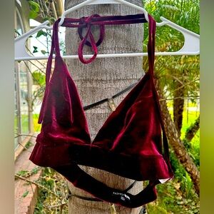Burgundy velvety bra top